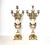 A pair of Italian, Brevettato table candelabra 7-arm candle holders, in bronze ormolu with griffin heads, cherubs,...