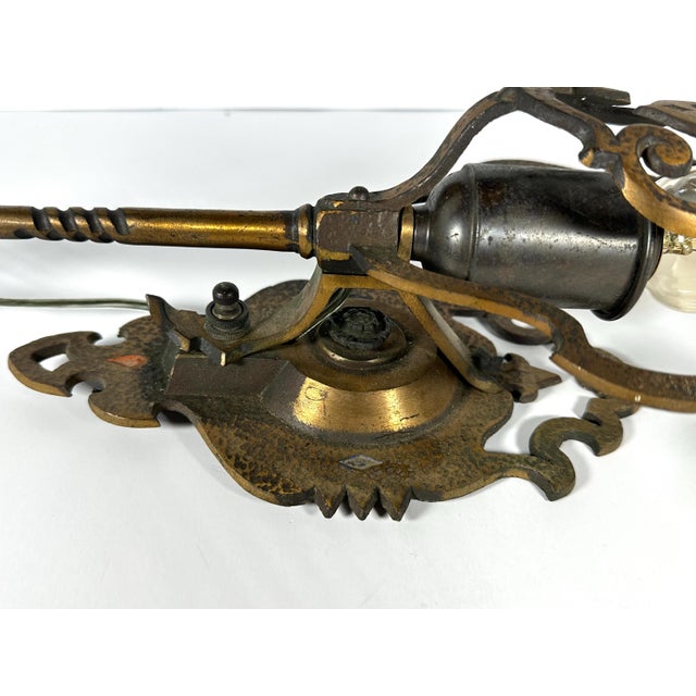 Early 20th Century Spanish Revival Brass Wall Sconce: Gothic Dragon Design, c. 1910-1920 For Sale - Image 5 of 10