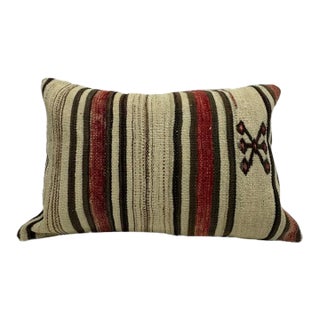 Turkish Hemp Pillow Cushion Natural Red Brown Pillow Cushion Cover 16" x 24" For Sale