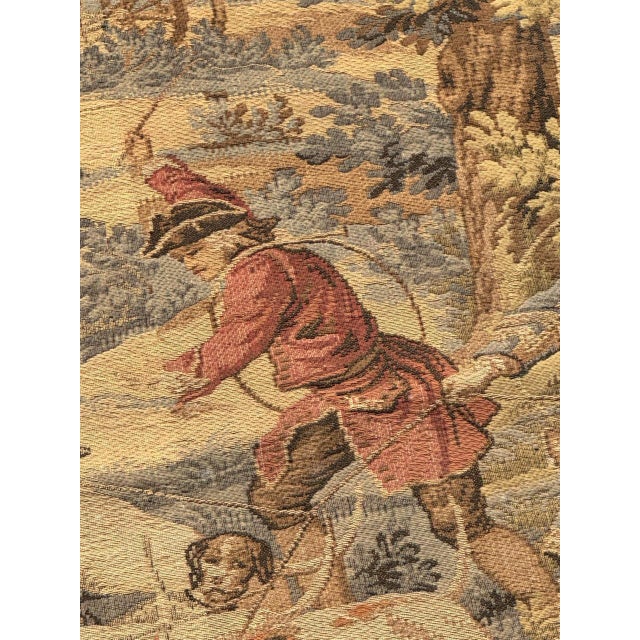 Vintage French Aubusson Jacquard Tapestry Hunting with Hounds, 1970s For Sale - Image 6 of 18