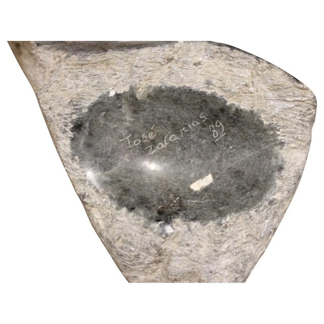 1980s Jose Zacarias Figurative Grey Stone Sculpture of a Female 1989 For Sale - Image 5 of 6