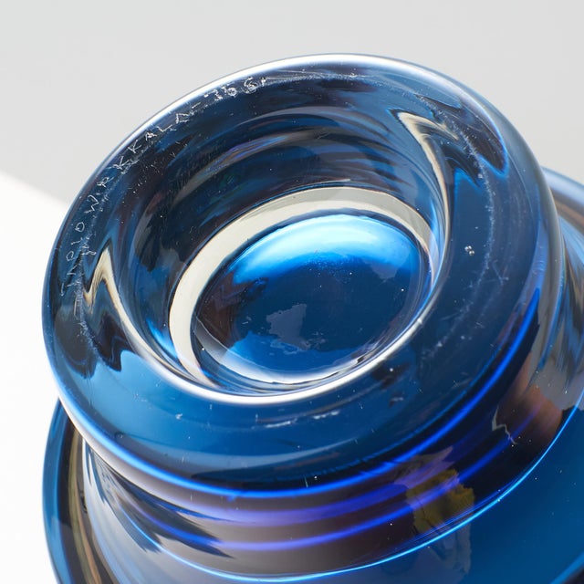 Tapio Wirkkala Blue Glass Vase by Tapio Wirkkala for Iittala For Sale - Image 4 of 6