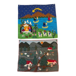 Vintage Peruvian Textile Art Artist Signed For Sale