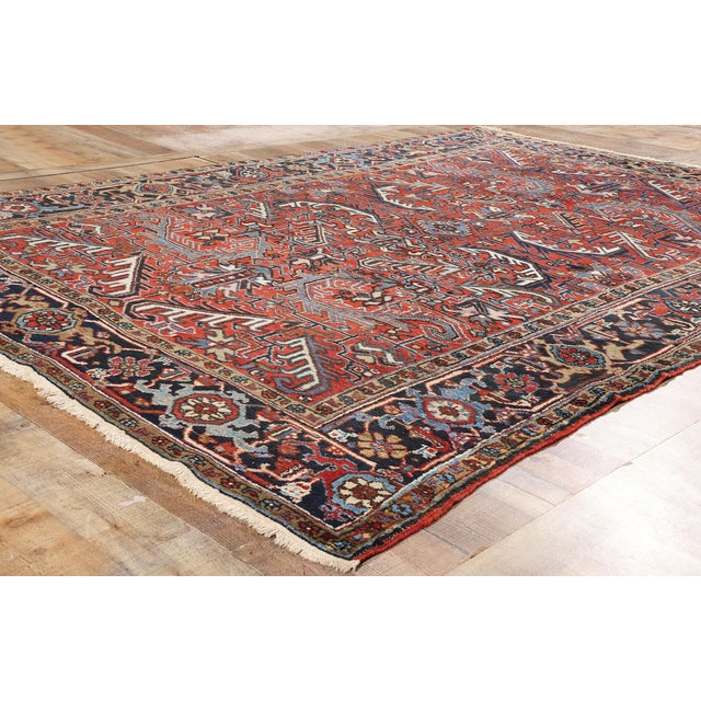 Textile Antique Red Persian Dragon Heriz Rug - 07'00 X 10'00 For Sale - Image 7 of 9