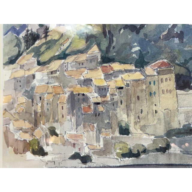 Wood Paul Maldonnet “Sisteron - La Citadelle” Framed Watercolor Painting For Sale - Image 7 of 12