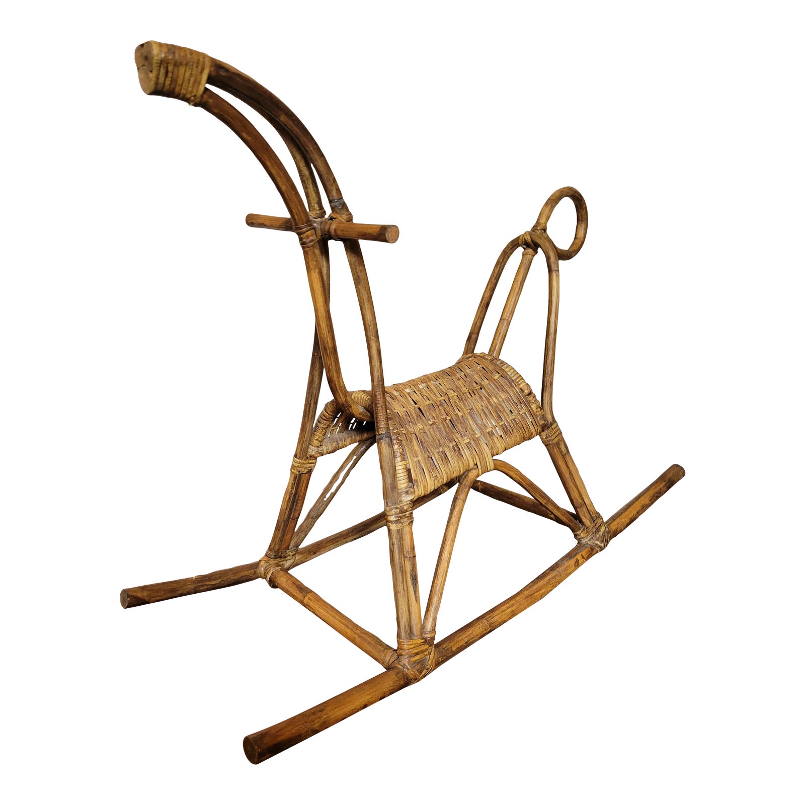 Vintage Rattan Decorative Horse Rocker | Chairish