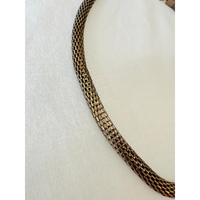 Bronze Vintage 1980s Mesh Collar Necklace, Antique Bronze-Tone For Sale - Image 8 of 11