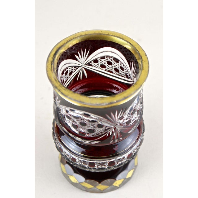 19th Century Biedermeier Ruby Red Overlay Glass Goblet, 1840s For Sale - Image 17 of 18