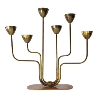 1950s Mid-Century Swedish Brass Candelabra by Gunnar Ander For Sale