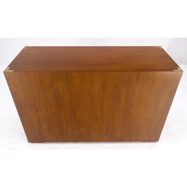 Pair of Campaign Solid Teak Dovetailed Drawers Dressers Credenza Brass MINT! For Sale - Image 12 of 17