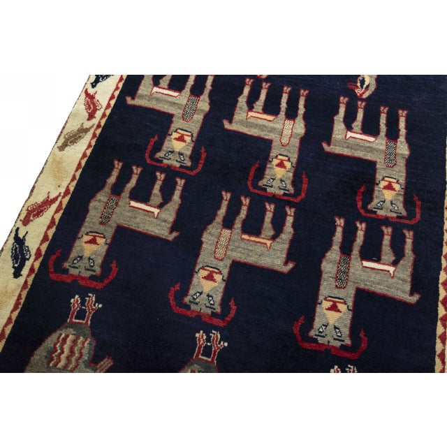 Hand-Knotted Gabbeh Nomadic Rug For Sale - Image 5 of 11