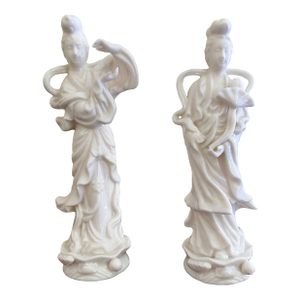 Mid-20th Century Blanc De Chine Porcelain Figures of Quan Yin, Pair
