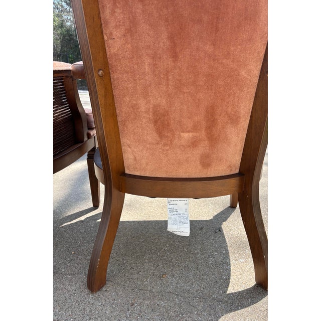 Tan 1960s Mid Century Modern Vintage Tufted Velvet and Cane Chairs, Set of Two For Sale - Image 8 of 8