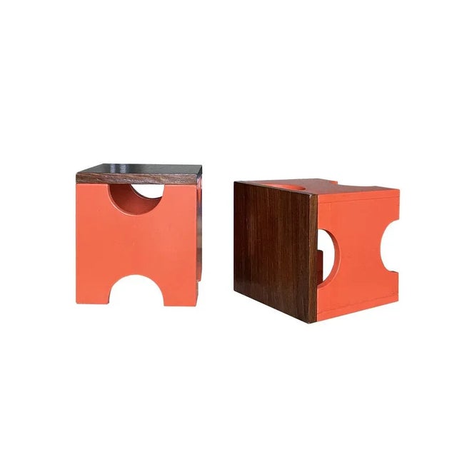 Poltronova Set of Dado Stools attributed to Ettore Sottsass for Poltronova, 1960s For Sale - Image 4 of 4