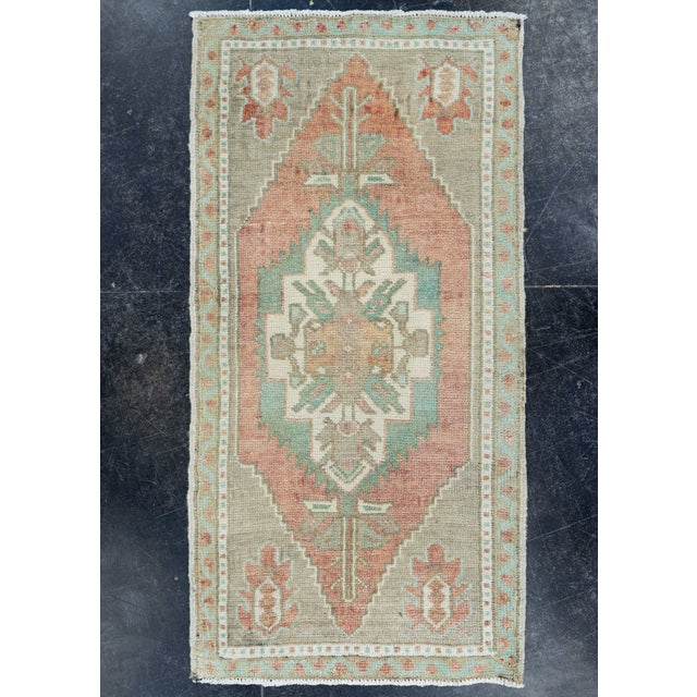 Taupe Turkish Mini Rug Oriental Hand Knotted Vintage Rug 1'8" x 3'4" #16779 For Sale - Image 8 of 8