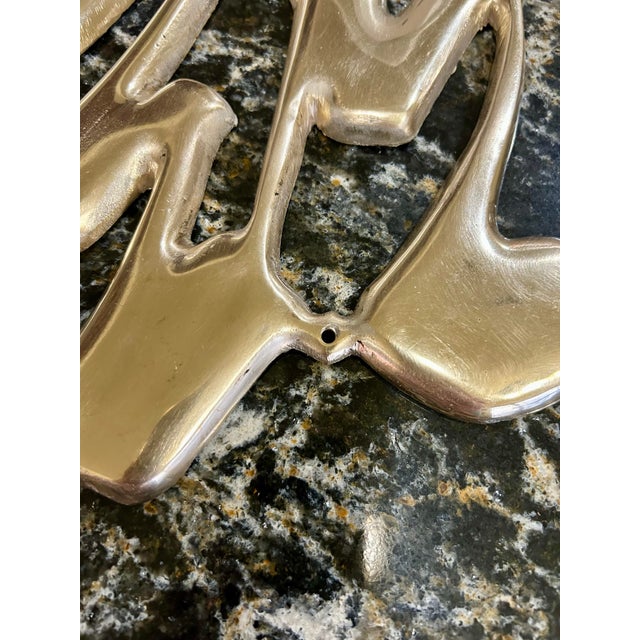 Chinese Calligraphy Characters, Vintage Brass Wall Hangings, Extra Large Symbols, Longevity, Good Fortune and Happiness, 1970’s For Sale - Image 9 of 10