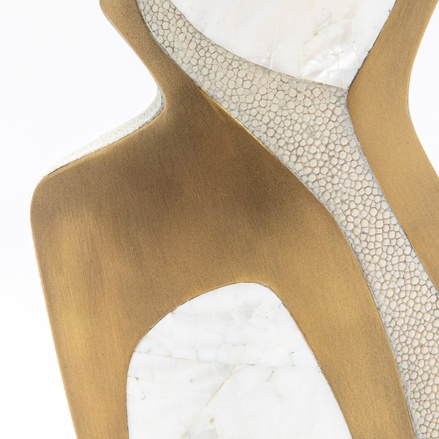 Modern Modern Sculptural Vase in Shagreen With Shell and Brass Details by R&y Augousti For Sale - Image 3 of 8