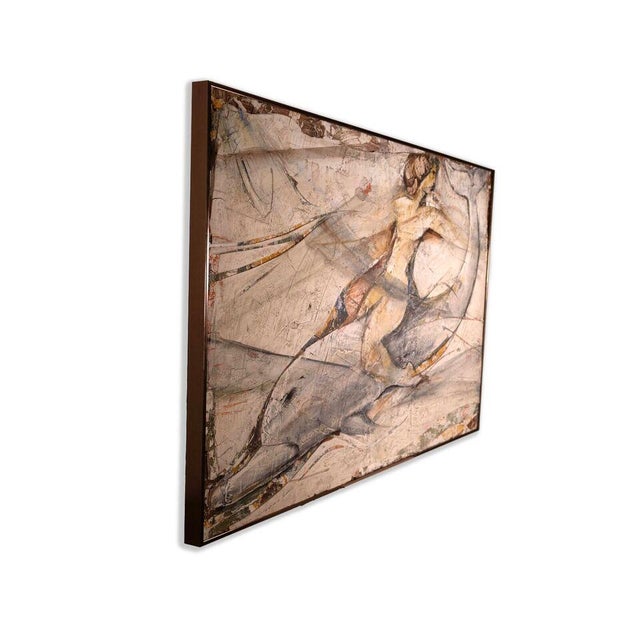 Ljubo Biro Ljubo Biro Untitled Woman and Dolphin Modern Acrylic Painting on Masonite 1960s For Sale - Image 4 of 10