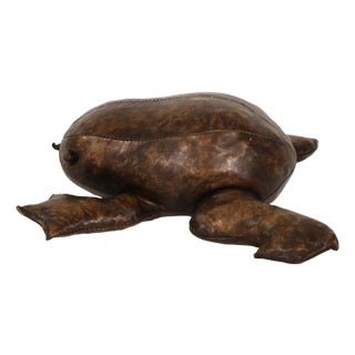 Leather Frog Footstool in the Manner of Dimitri Omersa For Sale