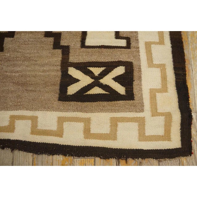 1930s 1930s Gray Geometric Kilim Antique American Navajo Carpet 3' 2'' X 3' 6'' Flatweave Wool Rug For Sale - Image 5 of 9