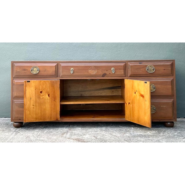 Contemporary Vintage Henredon Pine Credenza For Sale - Image 3 of 12