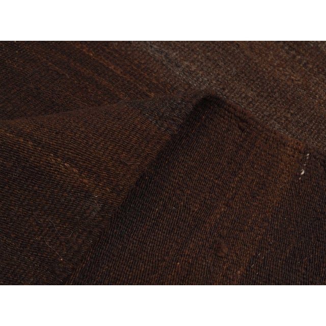 1970s Vintage Handmade Wool Cotton Brown Runner Rug For Sale - Image 9 of 11