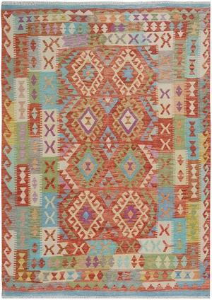 Hand Knotted Traditional Design Wool Uzbek Rug. 4'11" X 6'5"