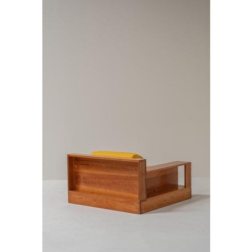 Mid-Century Modern Italian Lounge Chair with Wood Frame and Yellow Upholstery, 1970s For Sale - Image 4 of 9