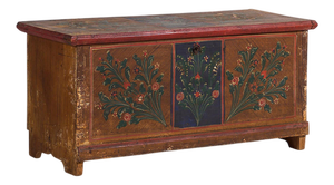 Antique Wedding Chest with Polychrome Floral Motifs, 1860
