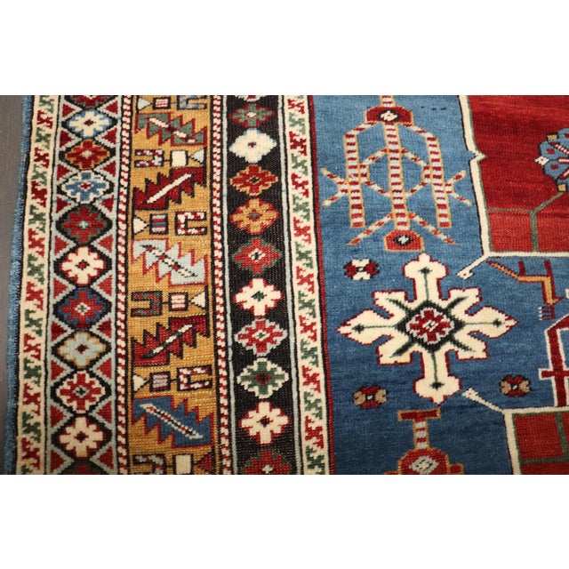 Textile 19th Century Zabihi Collection Blue Karaghashli Caucasian Rug - 3'8" x 4'9" For Sale - Image 7 of 8