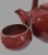 Asian Vintage Asian Red Glazed Earthenware Tea Pot & 2 Cups For Sale - Image 3 of 12