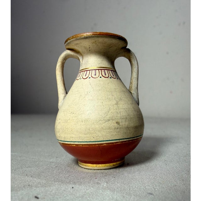 Antique Hand Painted Greek Amphora Miniature Dollhouse Pottery Bird Clay Vase For Sale - Image 4 of 9