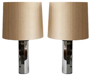 German Decagonal Chromed Table Lamps, 1960s, Set of 2