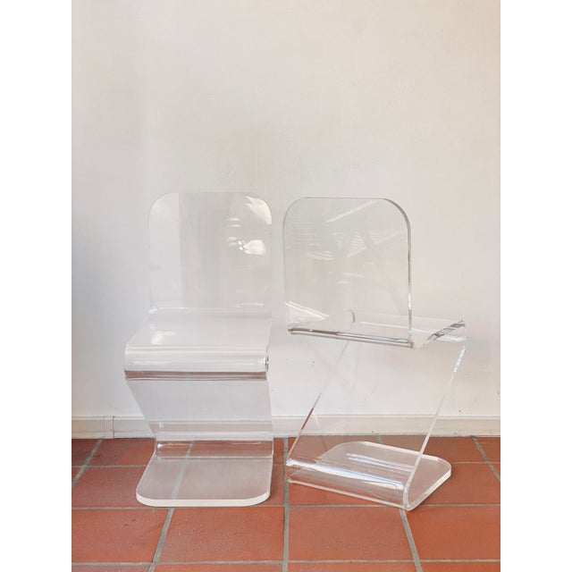 Acrylic Glass Zig Zag Chairs, Set of 2 For Sale - Image 5 of 18
