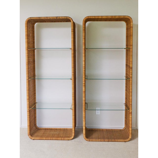 1960s 1960's French Rattan and Glass Shelf in the Manner of Louis Sognot For Sale - Image 5 of 17