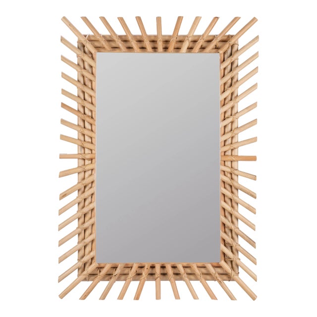 Benjamin Rattan Burst Wall Mirror For Sale