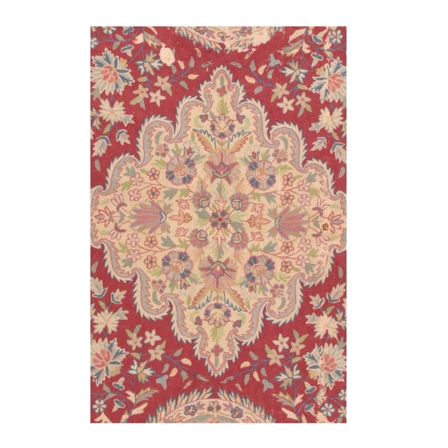 Traditional Fine Vintage Hook Europian Rug, Hand Knotted, Circa 1950, Size 4'8"x6'6" For Sale - Image 3 of 5