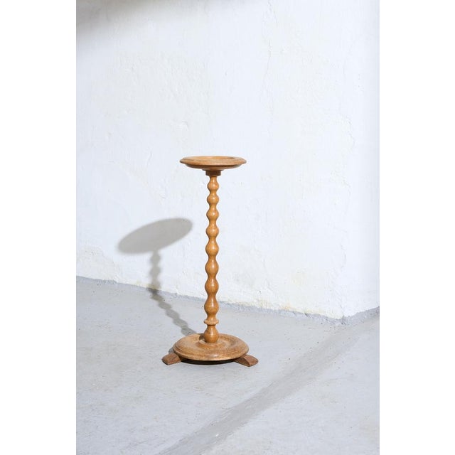 Scandinavian Pedestal Stand in Oak with Turned Column, 1950s For Sale - Image 9 of 9