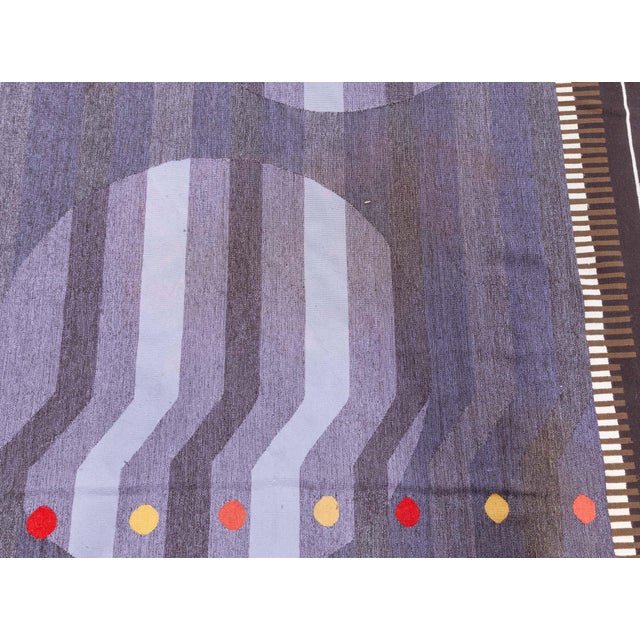 Modern Deco Flat Weave Wool Runner Inspired by Frank Lloyd Wright For Sale In New York - Image 6 of 9