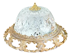 Vintage Ceiling Light in Brass and Cut Glass, 1960s