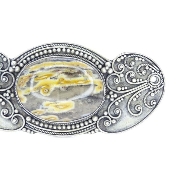Art Nouveau Brooch in Sterling Silver and Agate Stone For Sale - Image 4 of 17
