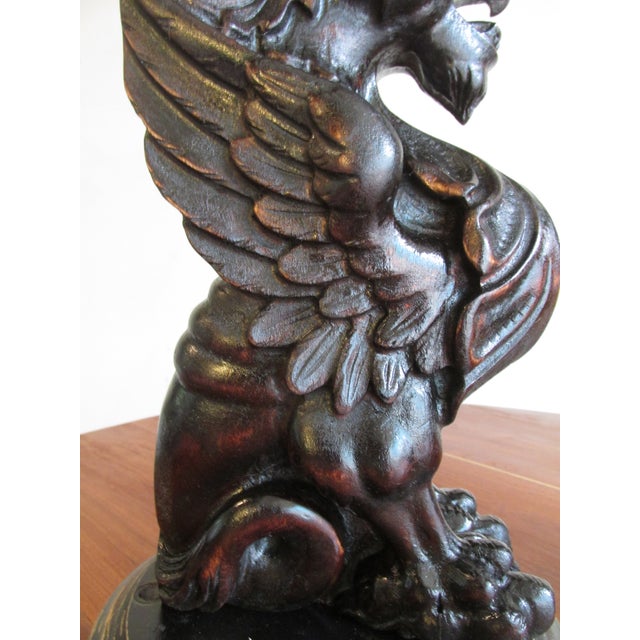 19th Century English Carved Wooden Griffins on Stands, a Pair For Sale - Image 10 of 15