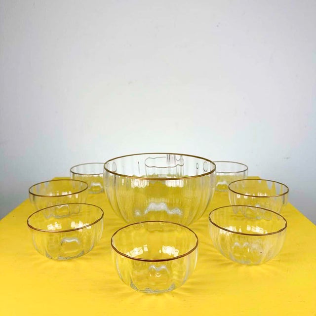 Gold Murano Glass Service with Gilded Edge by Carlo Moretti, Set of 8 For Sale - Image 8 of 8