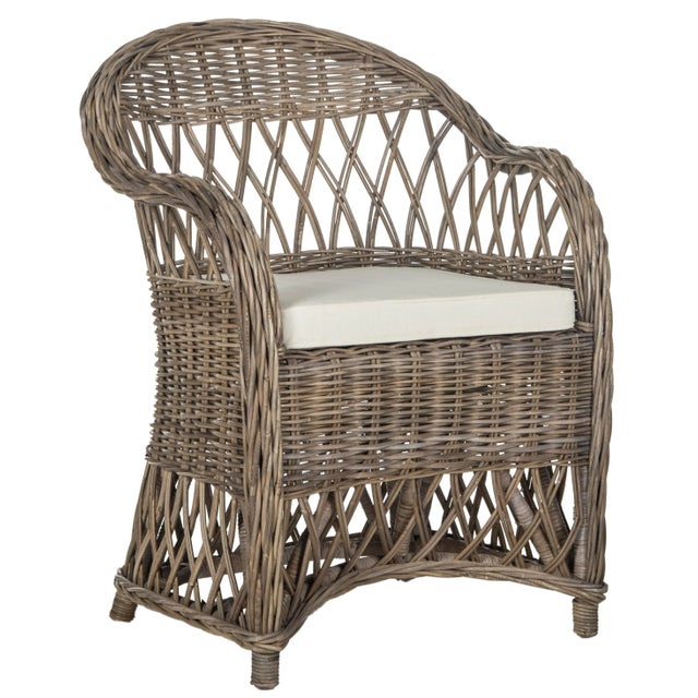 Modern Bailey Wicker Club Chair in Natural For Sale - Image 3 of 7