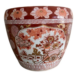 Vintage Japanese Gold Imari Fish Bowl Jardiniere Planter For Sale