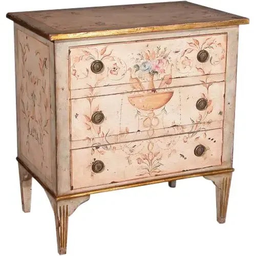 1990s Vintage Italian Hand-Painted Three Drawer Light Green/Ivory Chest For Sale - Image 11 of 13