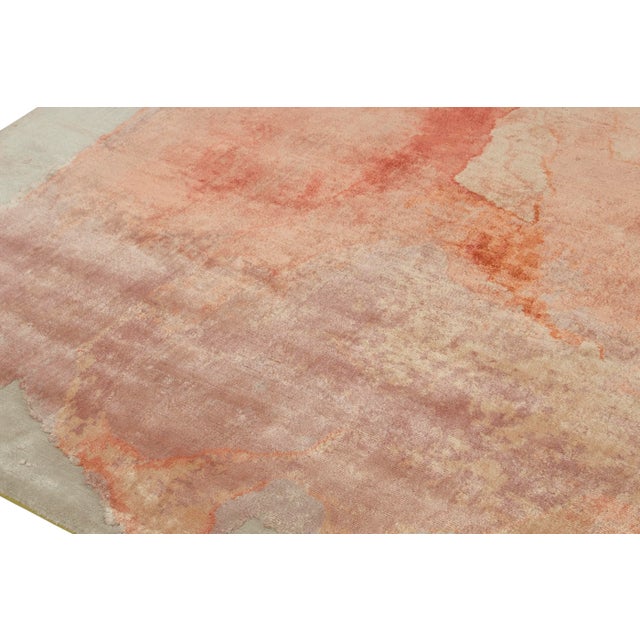 2010s Rug & Kilim’s Abstract Rug in Peach Watercolor Pattern For Sale - Image 5 of 7
