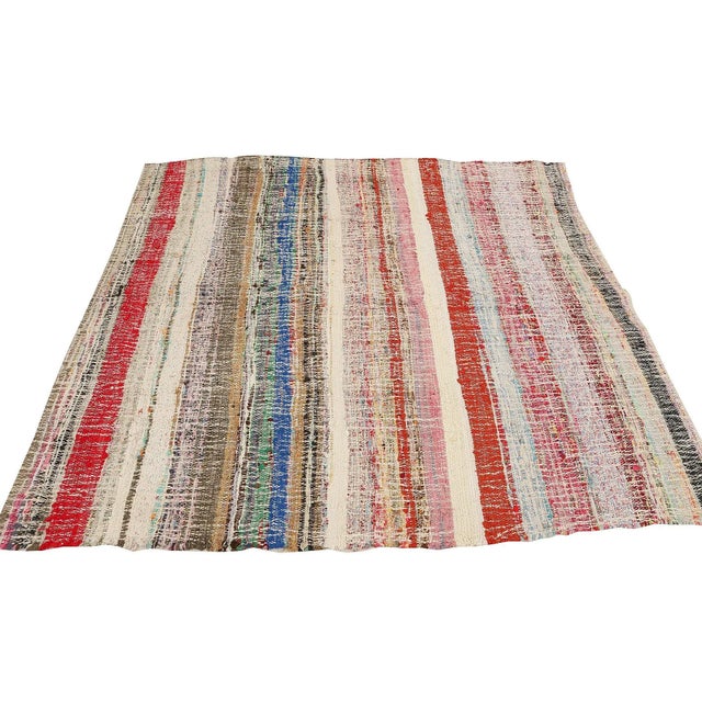 Mid 20th Century Vintage Small Rag Rug For Sale - Image 4 of 7