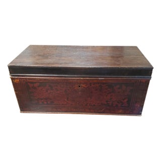 19th Century Indonesian Red and Black Lacquered Document Box With Brass Handles For Sale