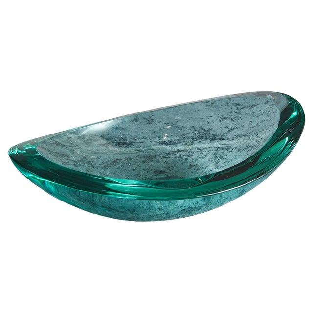 Oval Handblown Glass Bowl by Erwin Walter Burger for Fontana Arte, Italy 1950s For Sale - Image 10 of 18
